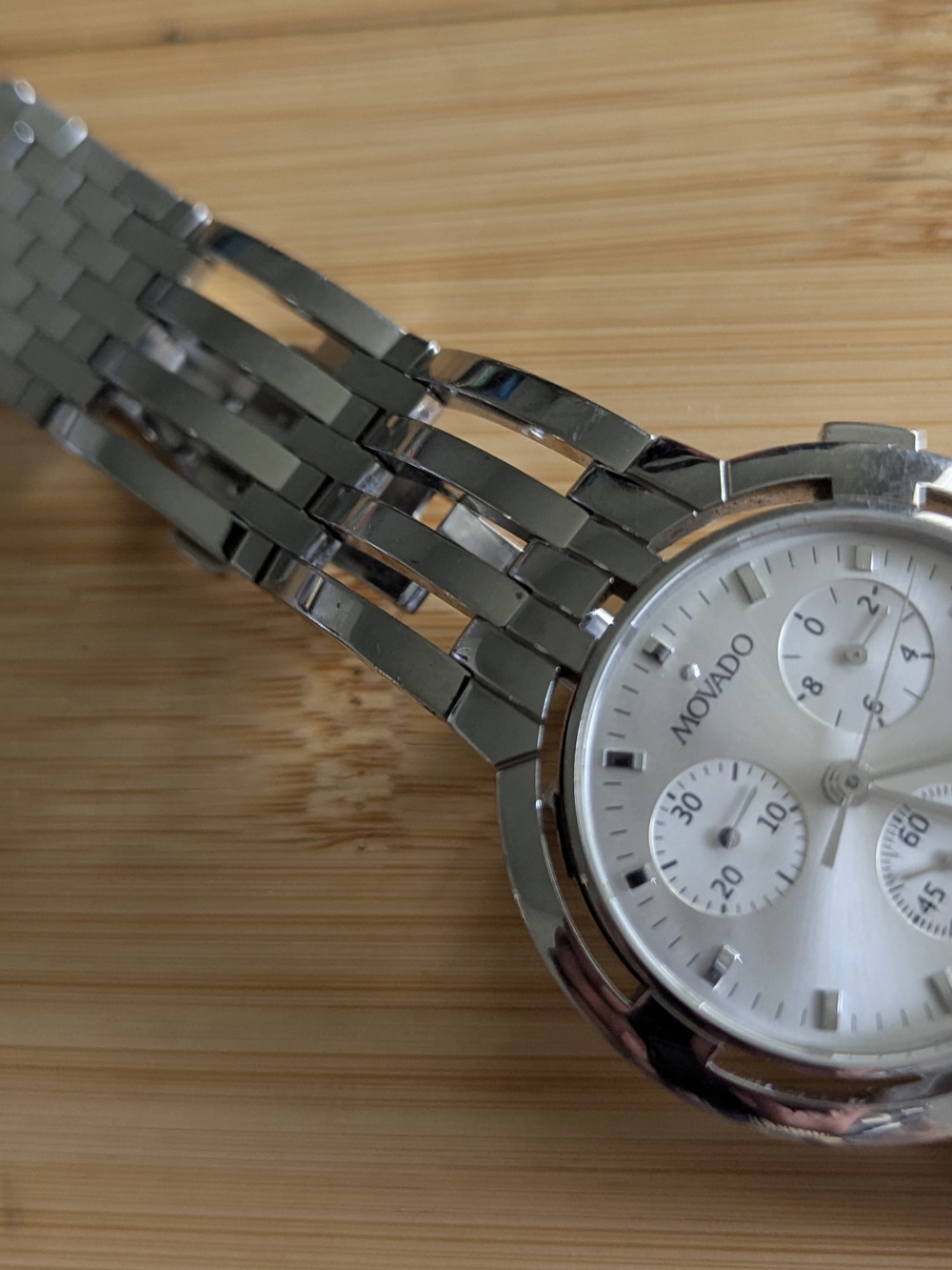 Movado Men's Silver Chronograph Bracelet Watch - Picture 7 of 16